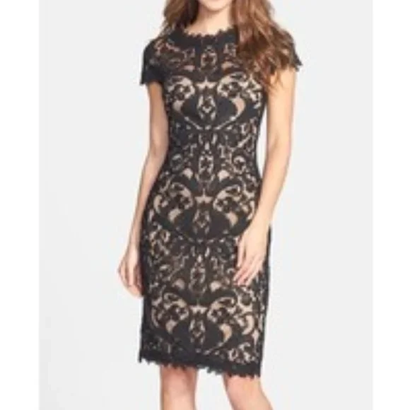 Tadashi Shoji Illusion Yoke Lace Sheath Dress